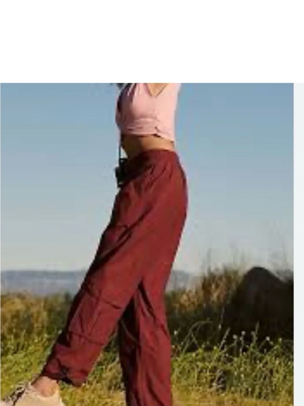 Free people movement parachute pants High-Waist Cargo Jogger in Brick Red